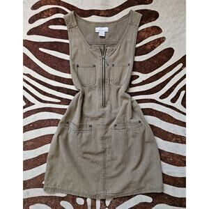 Vintage 90s New York NY Jeans Women's Plaid Utility Zip Up Sleeveless Dress Sz M
